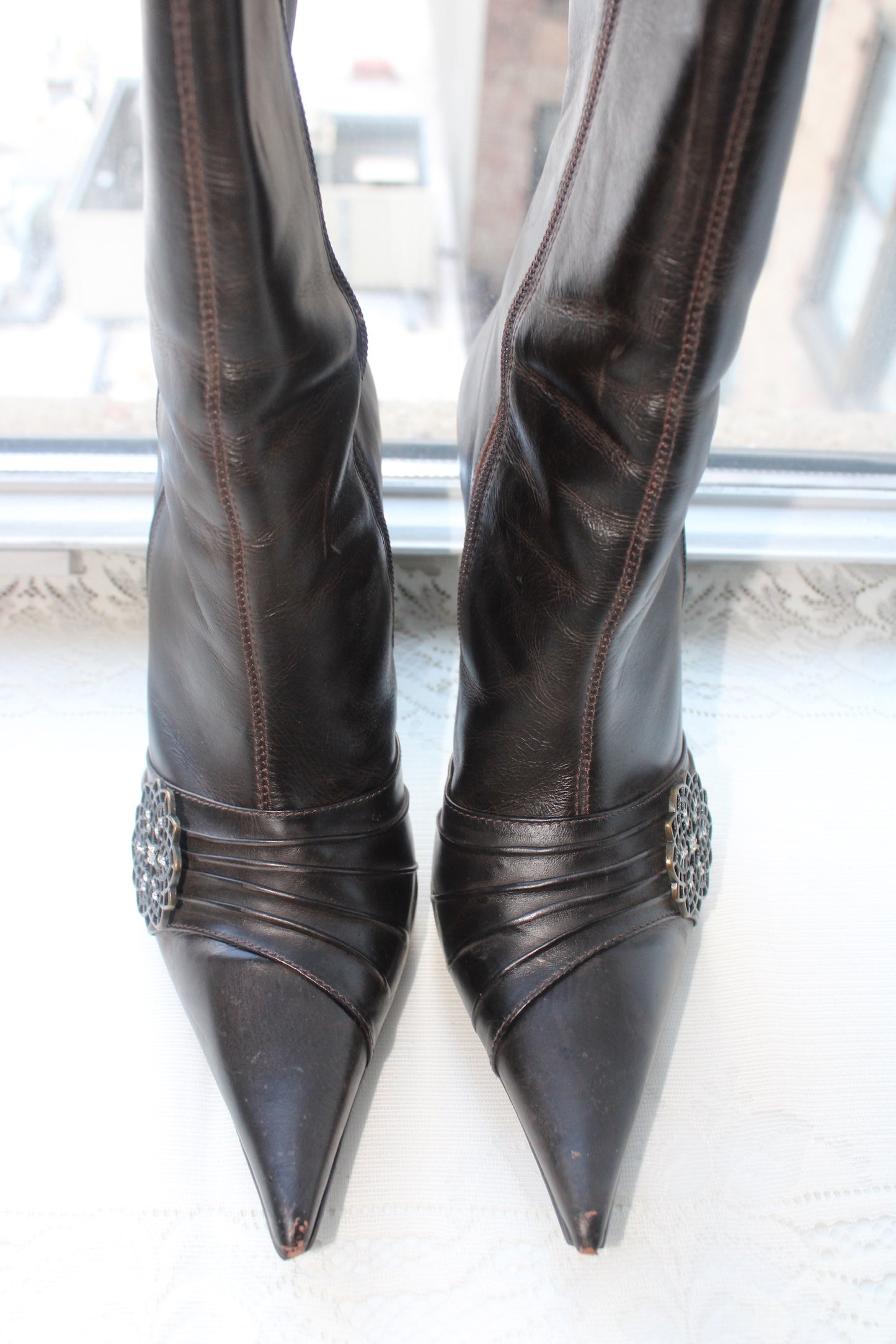 Black Boots w/ Flower