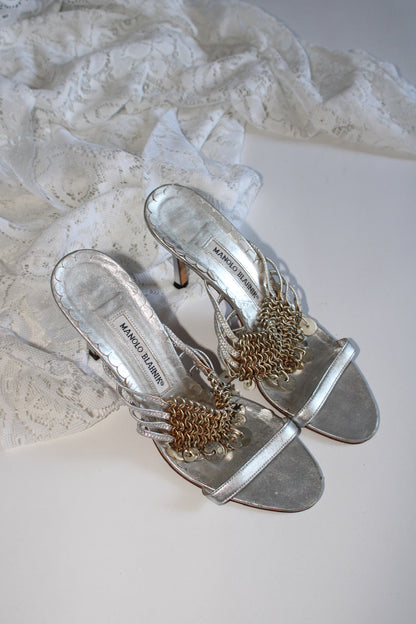 Silver Chain Manolo Blahnik heels