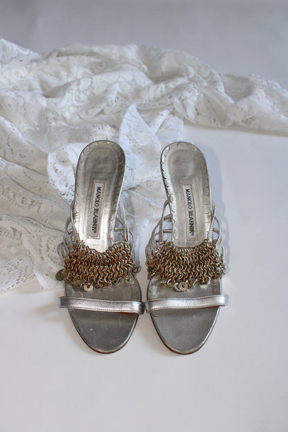 Silver Chain Manolo Blahnik heels