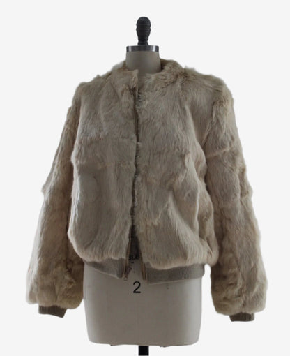 Rabbit Fur Zip Up Jacket